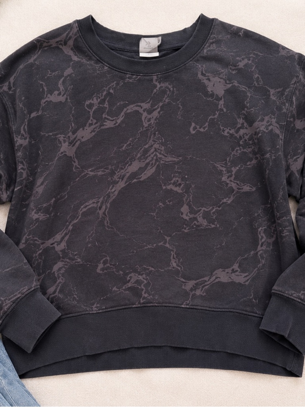 All in Motion Dark Gray Marble Print Crewneck Sweatshirt XXL